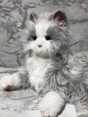 Ageless Innovation Joy For All Companion Cat Silver Tabby White Mitts Works